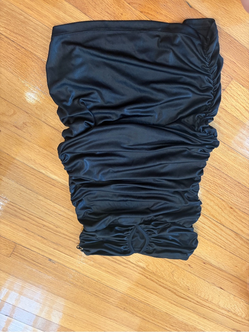 Black Ruched Tube Skirt - Women's Sleek Ruched Midi